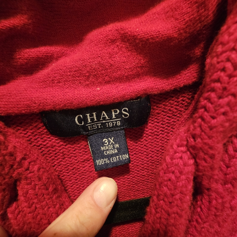 Chapd Red V Neck Sweater 3X - Picture 3 of 4
